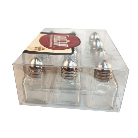 TableCraft Salt & Pepper Collection 12 Mini Shaker Sets Glass/Silver Finish Comp - Picture 3 of 7